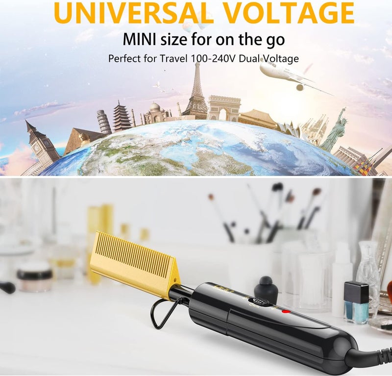 DAN Technology hot Comb Electric for Wigs,450℉Small hot Comb for Edges,Low and high Temperatures, Hair straightening Comb for Black Hair,Portable & Dual Voltage for Travel & Home… - Image 4